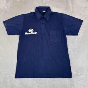 VTG 80s Sportswear Penn State‎ Lions Football Polo Shirt Mens M Blue